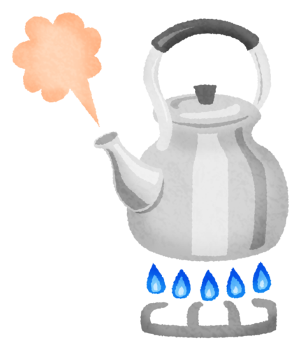 Kettle on gas flame clipart
