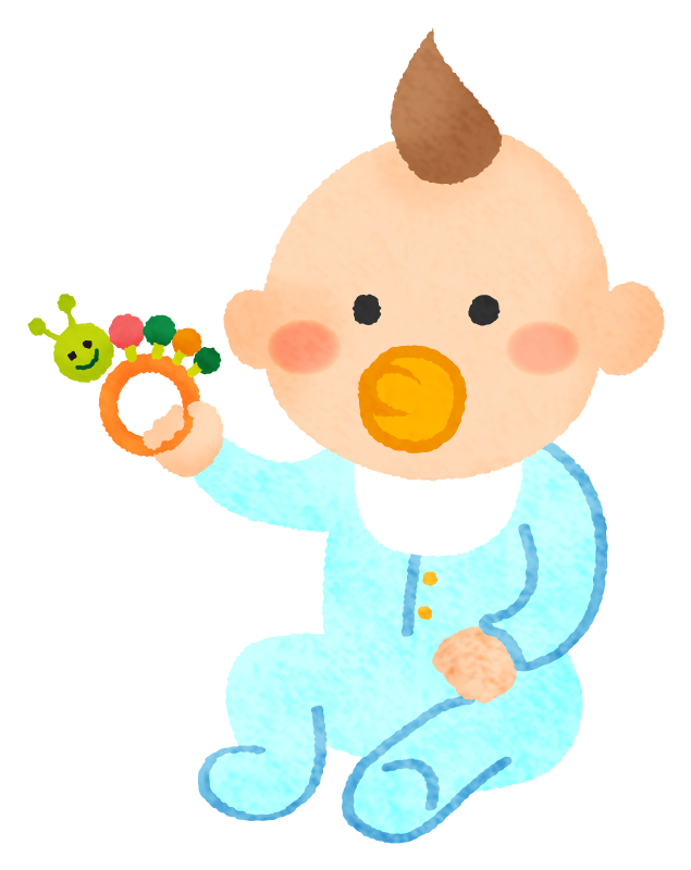 Free Clipart of Baby holding toy bell