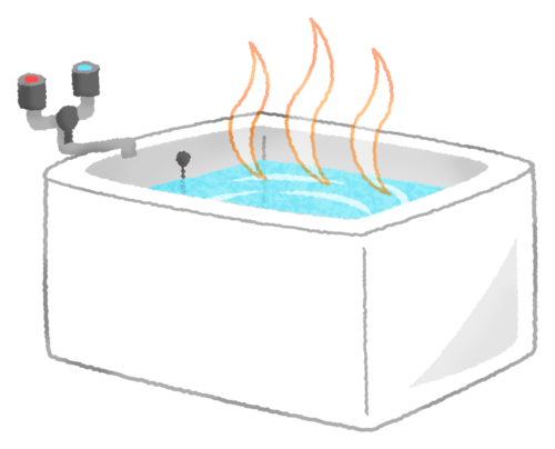 Bathtub filled with hot water clipart