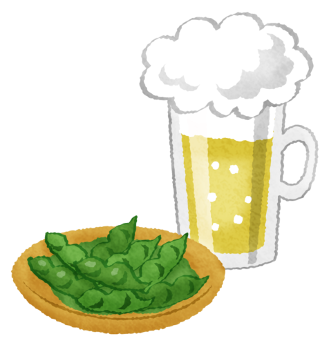 Edamame and draft beer clipart