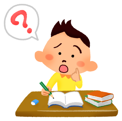 Confused boy while studying clipart