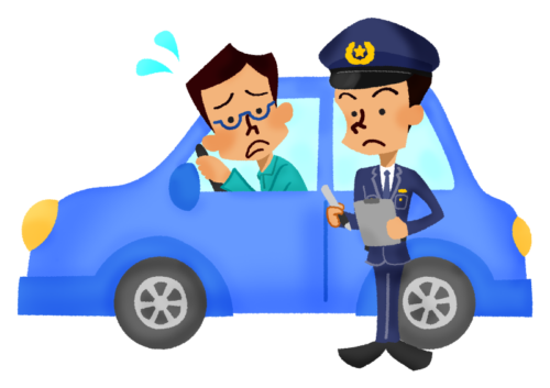 Man pulled over by police for traffic violation. clipart
