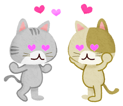 Cats falling in love clipart