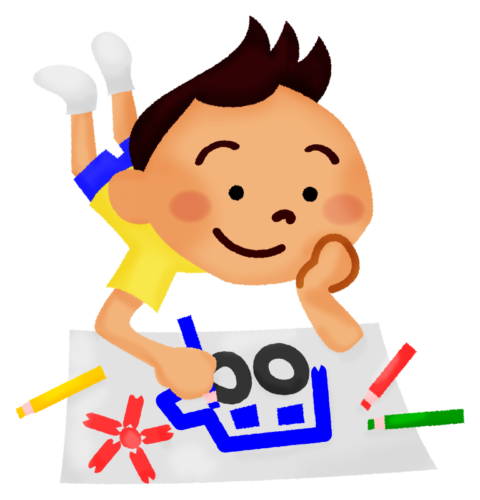 Little boy drawing a picture clipart