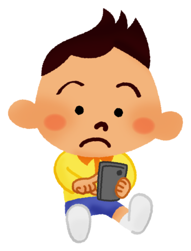 Boy using a cell phone clipart