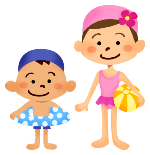 Children in bathing suits clipart