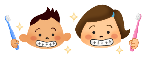 Children with shiny teeth clipart