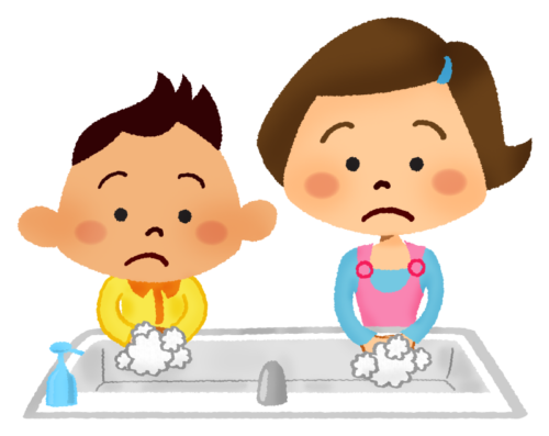 Children washing hands clipart