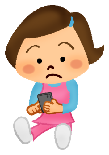 Girl using a cell phone clipart