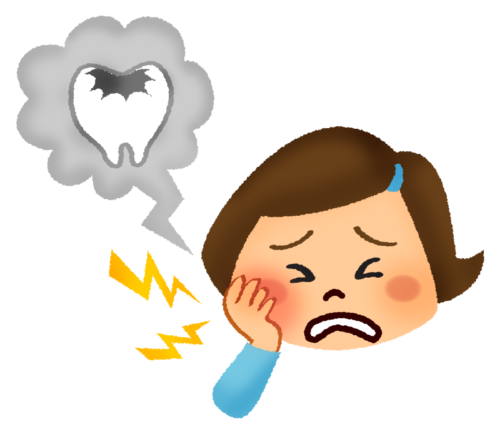 Little girl suffering from toothache clipart