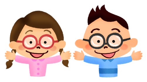 Smiling children with glasses clipart