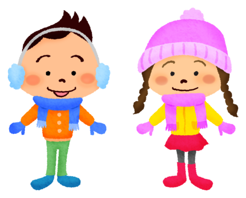 Children in winter clothes clipart