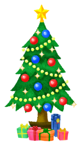 Christmas tree with presents clipart