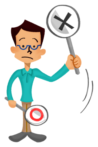 Man holding signboard of “Wrong” mark clipart