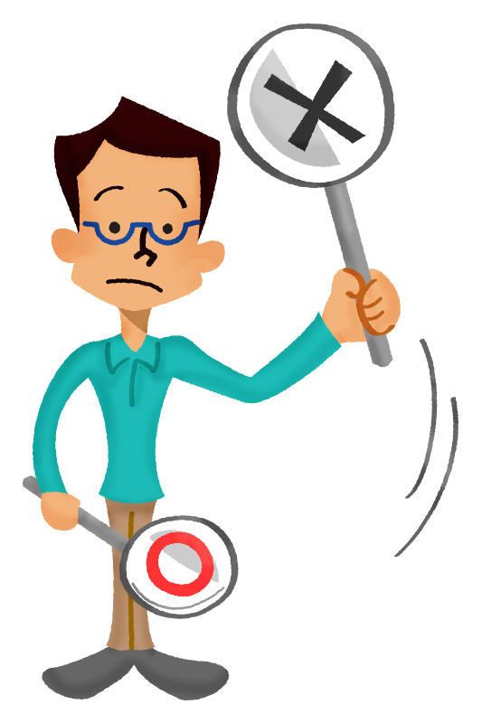Free Clipart of Man holding signboard of “Wrong” mark