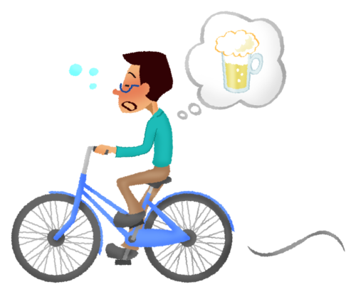 Drunk man riding bicycle clipart