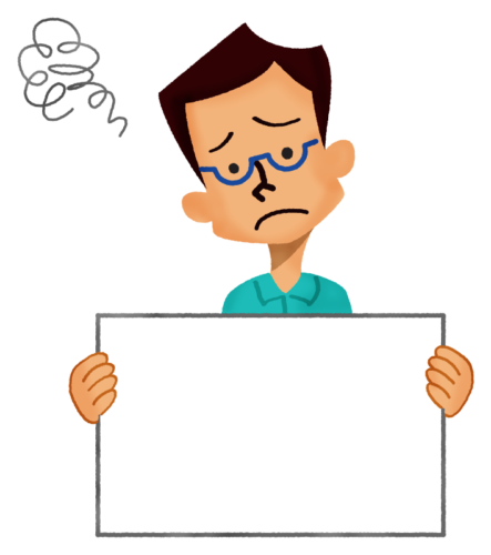 Worried man holding signboard clipart