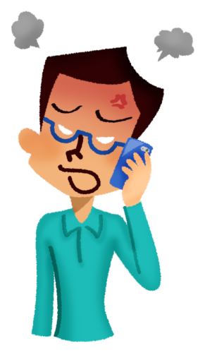Angry man talking on cell phone clipart