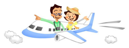 Couple traveling by airplane clipart