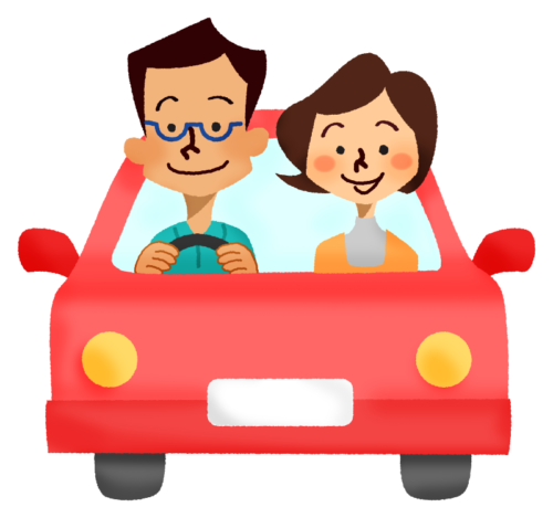 Couple driving in car clipart