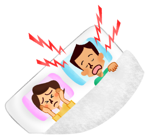 Woman who can’t sleep because of her husband’s snoring clipart