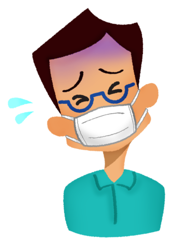 Sick man wearing surgical mask clipart