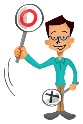 Man holding signboard of “Correct” mark clipart