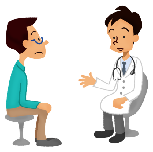Man receiving a medical consultation with doctor clipart