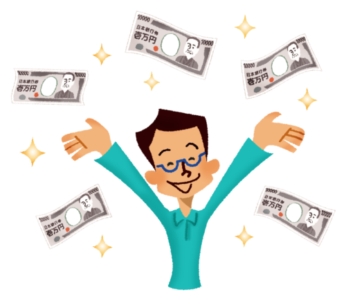 Happy man with money clipart