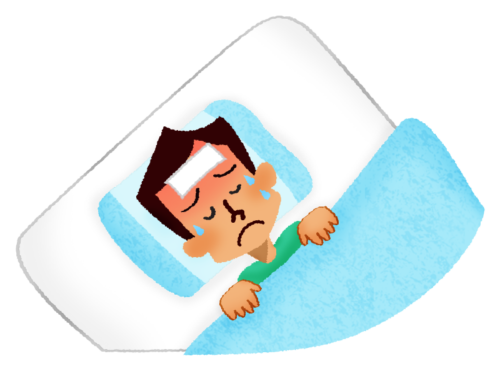 Sick man in bed clipart