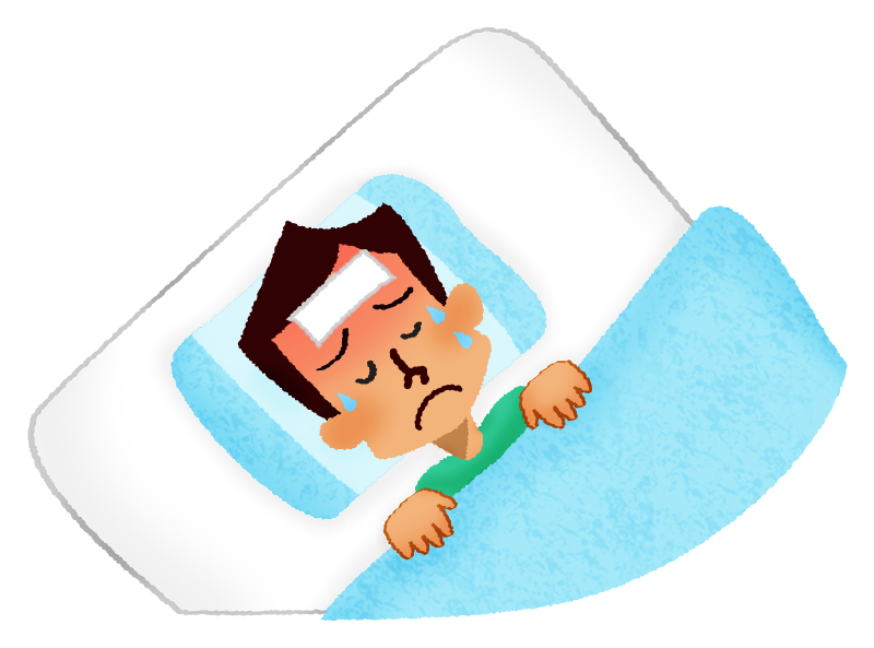Free Clipart of Sick man in bed