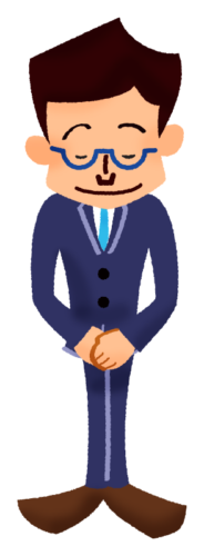 Businessman bowing to apologize clipart