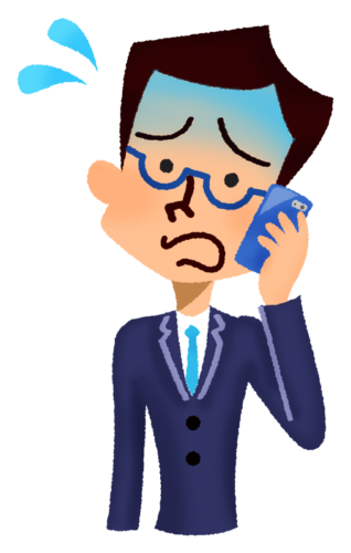 Panicked businessman talking on cell phone clipart