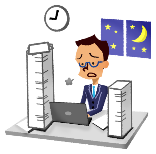Businessman working overtime clipart