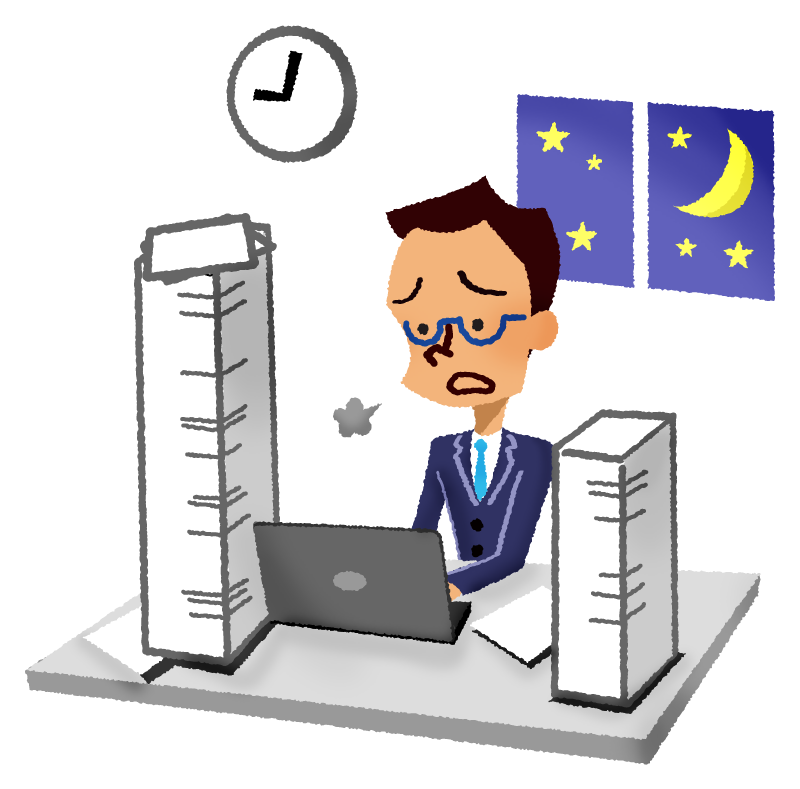 Free Clipart of Businessman working overtime