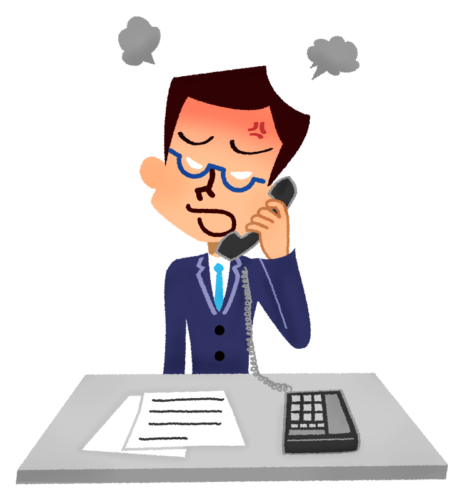 Angry businessman talking on the phone clipart