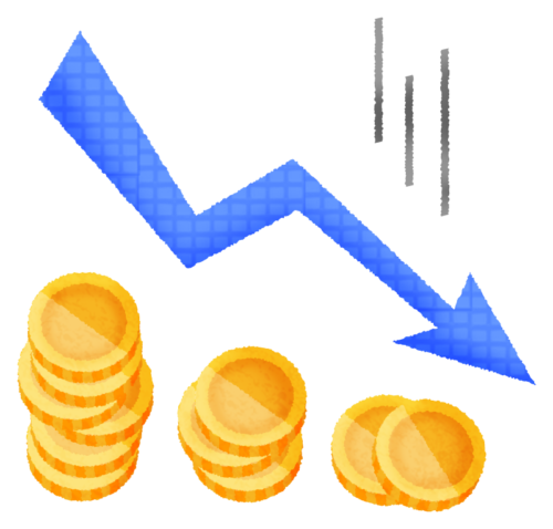 Declining virtual currency graph clipart