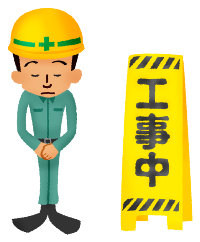 Construction worker bowing to apologize clipart