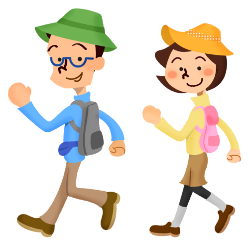 Couple hiking clipart
