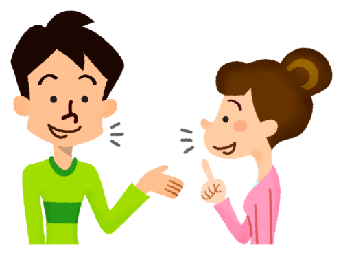 man and woman talking clipart