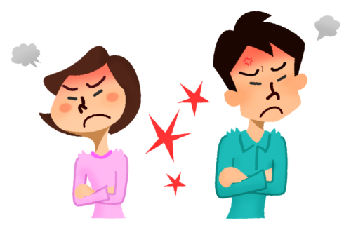 Upset couple ignoring each other clipart