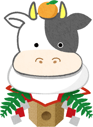 cow kagami mochi (New Year’s illustration) clipart