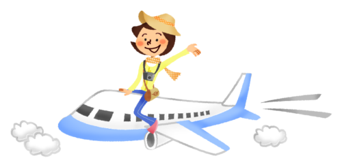 Woman traveling by airplane clipart