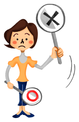 Woman holding signboard of “Wrong” mark clipart