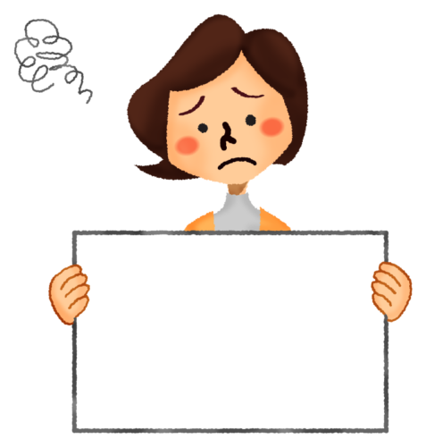 Worried woman holding signboard clipart