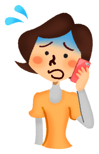 Panicked woman talking on cell phone clipart