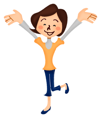 Very happy woman rasing hands clipart