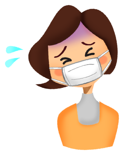 Sick woman wearing surgical mask clipart