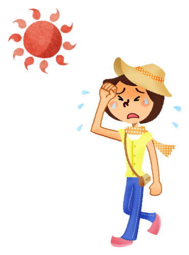 Woman sweating on a hot day clipart