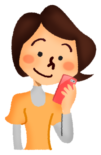 Woman looking at cell phone clipart